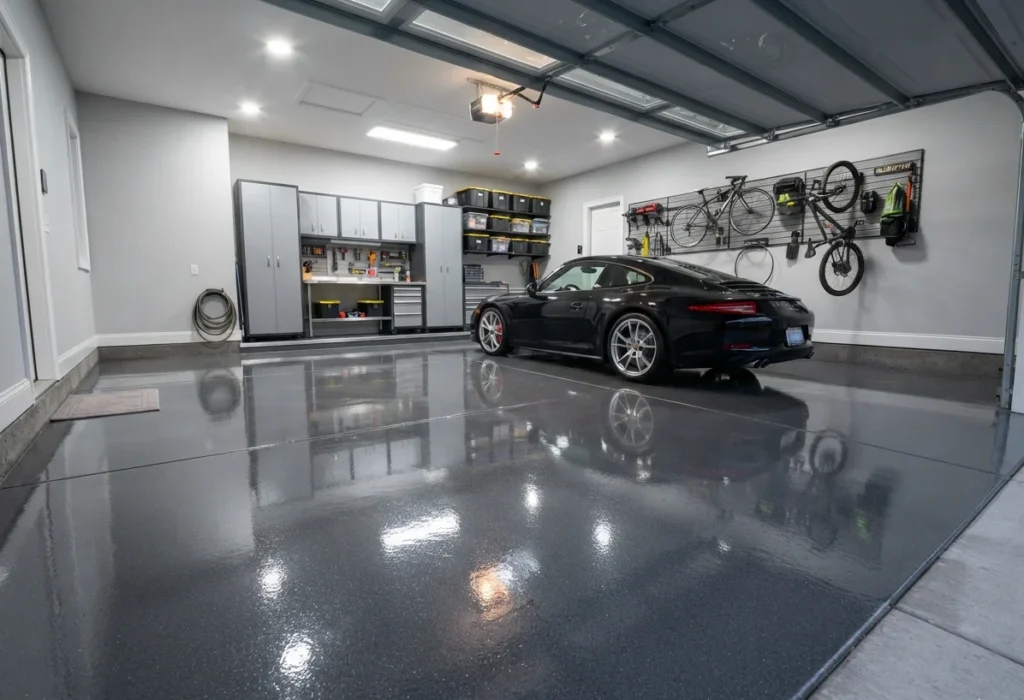 Durable freshly coated garage floor by Paint It Fresh