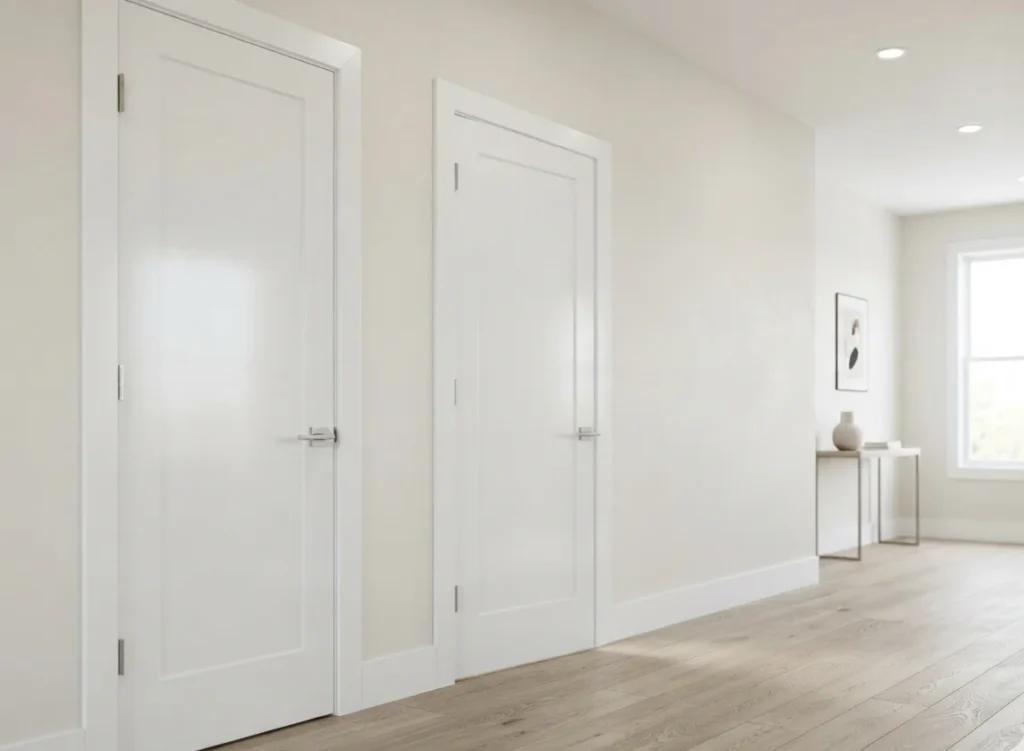Interior doors with a smooth white enamel finish by Paint It Fresh