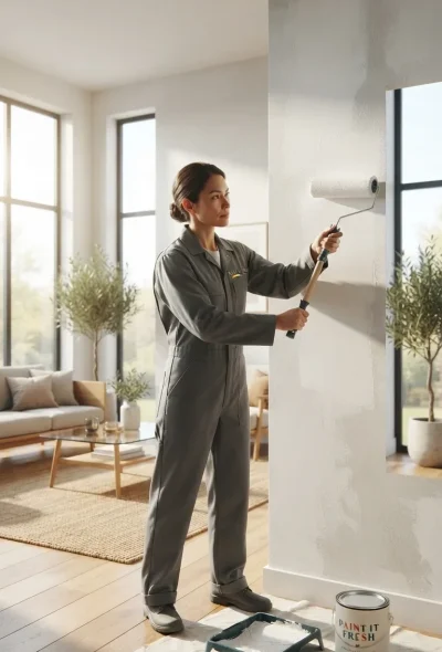 Professional painter applying fresh interior paint in a Nashville home